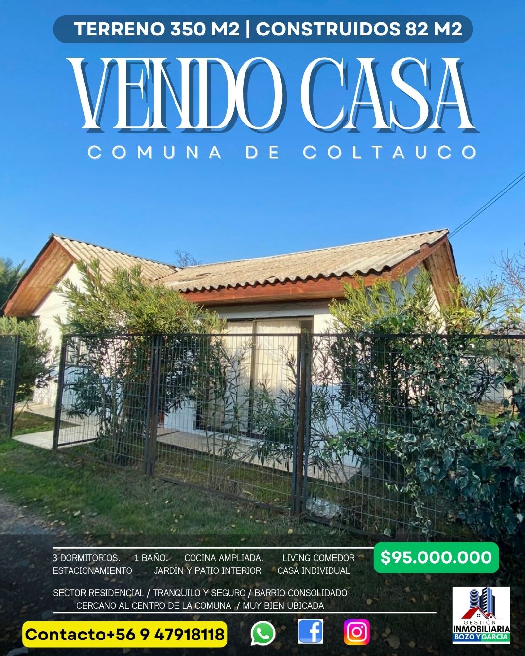 VENDO CASA INDIVIDUAL EN COMUNA DE COLTAUCO